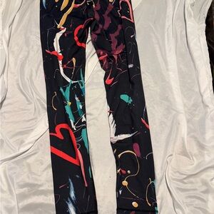 Abstract Black and Multicolor Women's Leggings